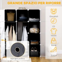 HOMCOM Armadio Scarpiera Salvaspazio, Scarpiera da Ingresso in Plastica, Armadio Modulare per Salotto e Ingressi, Scaffale Portascarpe, Multiuso 111x47x145cm, Bianco e Nero(m-4)