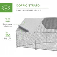 PawhutRecinto Gabbia per Galline in Metallo Galvanizzato Impermeabile, Pollaio con Porta e Copertura Oxford, 280x570x195cm(m-4)