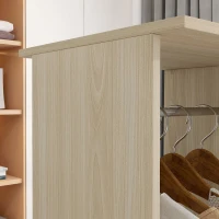 HOMCOM Armoire penderie Meuble de Rangement Mobile 6 roulettes 120L x 40l x 128H cm en bois naturel(m-7)