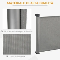 PawHut Cancelletto per Cani di Sicurezza per Cani Estensibile fino 140cm, Barriera Avvolgibile per Porte, Scale, Corridoi, Grigio(m-6)