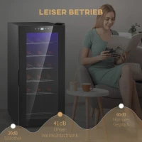 HOMCOM Weinkühlschrank, leise, 5-18°C, Touchscreen, Beleuchtung, 34,5x45x78cm, Schwarz(m-8)