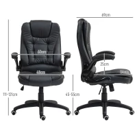 HOMCOM Ergonomischer Bürostuhl, klappbare Armlehnen, Neigefunktion, Schwarz(m-3)