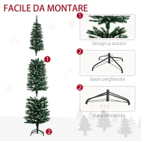 HOMCOM Albero di Natale Slim con 570 Rami, Albero di Natale Innevato Artificiale Alto e Stretto con Base Rimovibile e Pieghevole, Φ53x190cm, Verde(m-6)