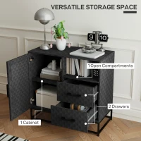 HOMCOM Sideboard with Adjustable Shelf, Freestanding Sideboard Storage Cabinet with Open Compartment and 2 Drawers, Black(m-4)