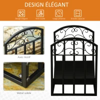 Outsunny Range bûches Porte-bûches range rack à bûches support étagère à bois de cheminée charge max. 60 kg dim. 60,5L x 36l x 46,5H cm métal époxy noir(m-4)