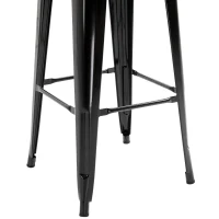 HOMCOM Juego de 4 Taburetes Altos de Cocina de Metal con Respaldo Alto y Reposapiés para Comedor 44x46x116 cm Negro(m-7)
