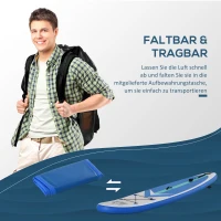 HOMCOM Aufblasbares Surfbrett Surfboard Stand Up Board mit Paddel Rutschfest Inkl. Ausrüstung kunststoff EVA Blau+Weiß 320 x 80 x 15 cm(m-8)