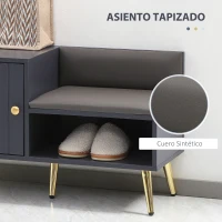 HOMCOM Banco Zapatero para 4 Pares con Compartimento Abierto y Asiento con Cojín para Entrada Pasillo 80x33x49 cm Gris(m-5)