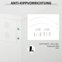 HOMCOM Standschrank Aufbewahrungsschrank Mehrzweckschrank Aktenschrank Kommode 2 Schublade 3 Türen E1 Spanplatte Weiß 117 x 36 x 74 cm(m-7)