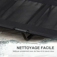 PawHut Lit sur pieds lit pour chien chat lit de camp lit surélevé animaux grand confort tissu Oxford textilène micro-perforé métal 92L x 76l x 18H cm noir(m-5)