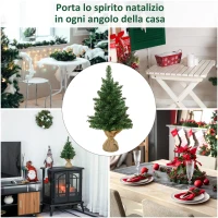 HOMCOM Albero di Natale Mini 60cm con 70 Rami Folti e Aghi Realistici in PVC, Base in Cemento e Iuta(m-5)