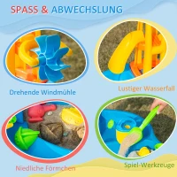 HOMCOM Spieltisch-Set 25-teilig mit Sonnenschirm 72,5 x 78 x 81,5cm für Kinder 18+ Monate(m-6)