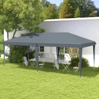Outsunny Carpa Plegable Gazebo 6x3 m con Altura Ajustable en 3 Niveles Toldo Anti-UV y Bolsa de Transporte Gris Claro(m-2)