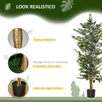 HOMCOM Pianta Finta di Ficus Alta 150cm, Decorazione per Interno ed Esterno con Vaso Incluso(m-5)