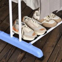 HOMCOM Foldable Clothes Drying Rack, 4-Tier Steel Garment Laundry Rack with Castors for Indoor and Outdoor Use, Blue(m-9)