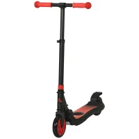 HOMCOM Patinete Eléctrico para Niños de +6 Años Scooter Eléctrico Plegable con Altura Ajustable Batería 24V Velocidad Máxima 8 km/h Carga 50 kg 71x36,5x75-80 cm Rojo(m-11)