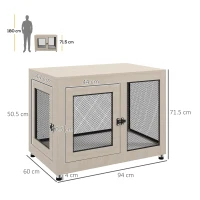 PawHut 2-in-1 Dog Cage & Side Table, with Two Doors, Cushion, for Large Dogs(m-3)