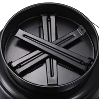 Outsunny Kugelgrill Holzkohlegril Windschutz Dreibeinfuß Camping Picknick tragbar Metall Schwarz+Rot Ø36,5 x 54 cm(m-8)