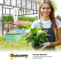 Outsunny Two-Tier Galvanised Steel Garden Planter - Dark Green(m-9)