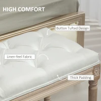 HOMCOM Vintage French Look Bed End Bench - Cream White(m-4)
