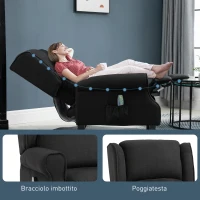 HOMCOM Poltrona Relax Massaggiante Reclinabile con Telecomando, 78x83x101cm, Nero(m-8)