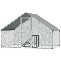 PawHut Walk In Chicken Run with Chicken Activity Shelf and Cover, 3 x 2 x 2m(m-11)