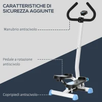 HOMCOM Stepper con Manubrio, Pedali Antiscivolo e Monitor LCD, in Acciaio e ABS, 55x44x108 cm, Bianco Nero e Bianco(m-8)