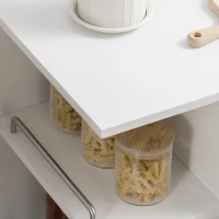 HOMCOM Carrito de Cocina Verdulero con 1 Cajón Puerta de Vidrio y Estantes Carro Auxiliar con Ruedas 65x39x80 cm Natural(m-7)