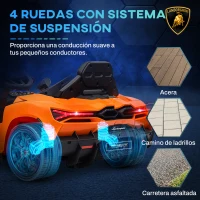 AIYAPLAY Coche Eléctrico para Niños de +3 Años Lamborghini Revuelto con Mando a Distancia Faros LED Bocina Música Naranja(m-6)