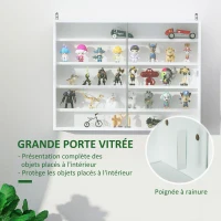 HOMCOM Vitrine murale pour objets de collection 5 étagère réglables en hauteur et 2 portes coulissantes 80 x 9,5 x 60 cm blanc(m-5)