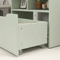 HOMCOM Bibliothèque étagère Multi-Rangement 3 étagères 2 niches Grand tiroir en bois Vert clair(m-4)