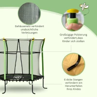 HOMCOM Kindertrampolin, mit Sicherheitsnetz, Randabdeckung, Stahlrahmen, bis 50 kg, 3-10 Jahre, grün, Ø163,5 x 163 cm(m-6)