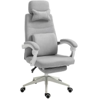 Vinsetto Office Chair, Ergonomic Desk Chair, High Back Fabric Work Chair with 160° Reclining Backrest, Retractable Footrest, Neck and Lumbar Pillow for Home and Study, Grey(m-11)