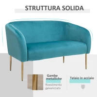 HOMCOM Divano 2 Posti Seduta Imbottita Schienale e Braccioli, Arredamento Soggiorno, Sala, Ufficio, Verde, 124x73x76cm(m-6)