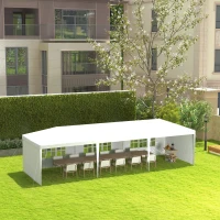 Outsunny Garden Gazebo 9 x 3 Marquee Party Wedding Tent Canopy, White(m-2)