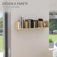 HOMCOM Mensola da Muro Salvaspazio in Legno, Mobile Porta CD con 4 Vani per Soggiorno, Camera e Ufficio, 95x17x16.5cm(m-4)