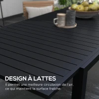 Outsunny Table de jardin extensible en aluminium rectangulaire 6 - 8 personnes, dim. 180/240L x 94l x 73H cm, noir(m-6)