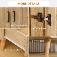 HOMCOM 2 Door Wardrobe, Modern Wardrobe with 2 Drawer and Hanging Rail for Bedroom, Natural(m-5)