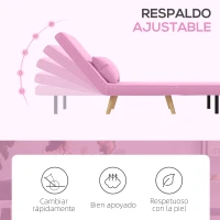 HOMCOM Sofá Cama Individual Tapizado en Lino con Respaldo Ajustable en 5 Posiciones y Almohada 72x75x85 cm Rosa(m-5)