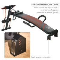 HOMCOM Multifunctional Sit Up Bench Adjustable Utility Board Ab Exercise Workout Fitness with Headrest for Home, Office and Gym, Black(m-5)