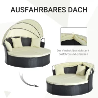 Outsunny Sonneninsel, teilbar in 2 Sofas, verstellbarer Sonnenschutz, Rattanoptik, Creme, 1,7 x 1,8 x 1,5 m(m-6)