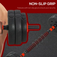 HOMCOM 25kg 2 IN 1 Adjustable Dumbbells Weight Set, Dumbbell Hand Weight Barbell for Body Fitness, Lifting Training for Home, Office, Gym, Black(m-4)