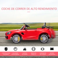 HOMCOM Coche Eléctrico para Niños Mercedes GTR Coche de Batería para Niños de +3 Años 12V Mando a Distancia 105x58x45 cm Rojo(m-4)