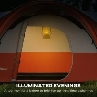 Outsunny 3000mm Waterproof Camping Tent for 5-6 Man, Family Tent with Porch and Sewn in Groundsheet, Portable with Bag, Orange(m-7)