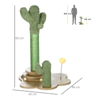 PawHut Mini Árbol Rascador para Gatos con Postes de Cactus de Chenilla con Juego de Bolas en la Base 46x43x60 cm Verde(m-3)