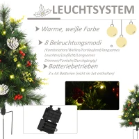 HOMCOM 2-er Set Weihnachtsbäume, Künstlicher Mini-Christbaum mit LED-Lichtern, Kunststoff, Metall, Ø33 x 75 cm, Grün(m-5)