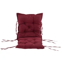 Outsunny Cuscino per Sedie da Giardino con Laccetti e Imbottitura Spessa, 100x50cm, Rosso(m-7)