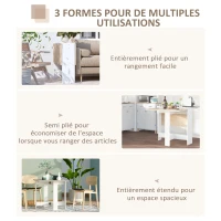 HOMCOM Table de cuisine pliable 103L x 76l x 74H cm en bois bicolore chêne blanc(m-5)