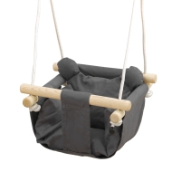 AIYAPLAY Columpio para Bebé con Altura Ajustable para Niños de 9-36 Meses 40x40x110-180 cm Gris y Madera