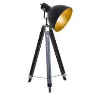 HOMCOM Stehleuchte Stehlampe Standlampe höhenverstellbar H152cm E27 Kiefer Gold L65xB65xH152cm(m-9)